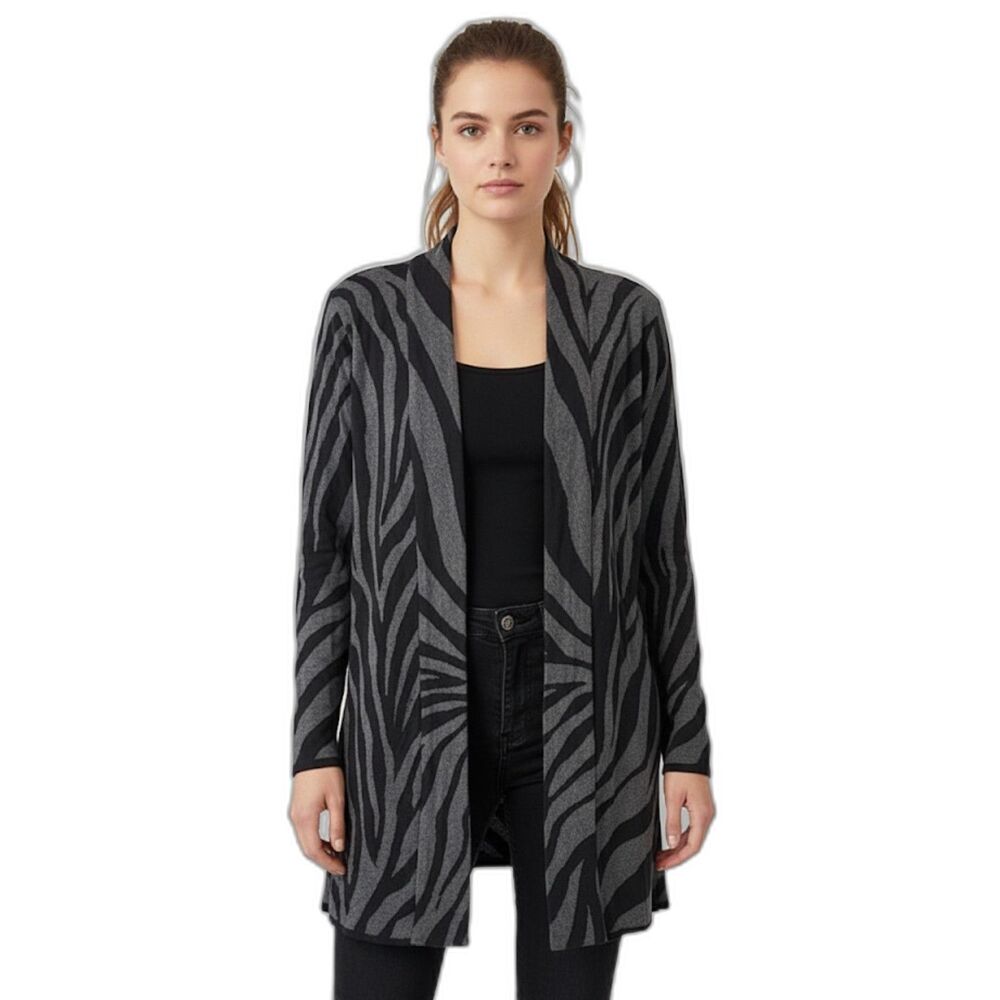 Style & Co. Gray & Black Zebra Open Front Cardigan Size XL